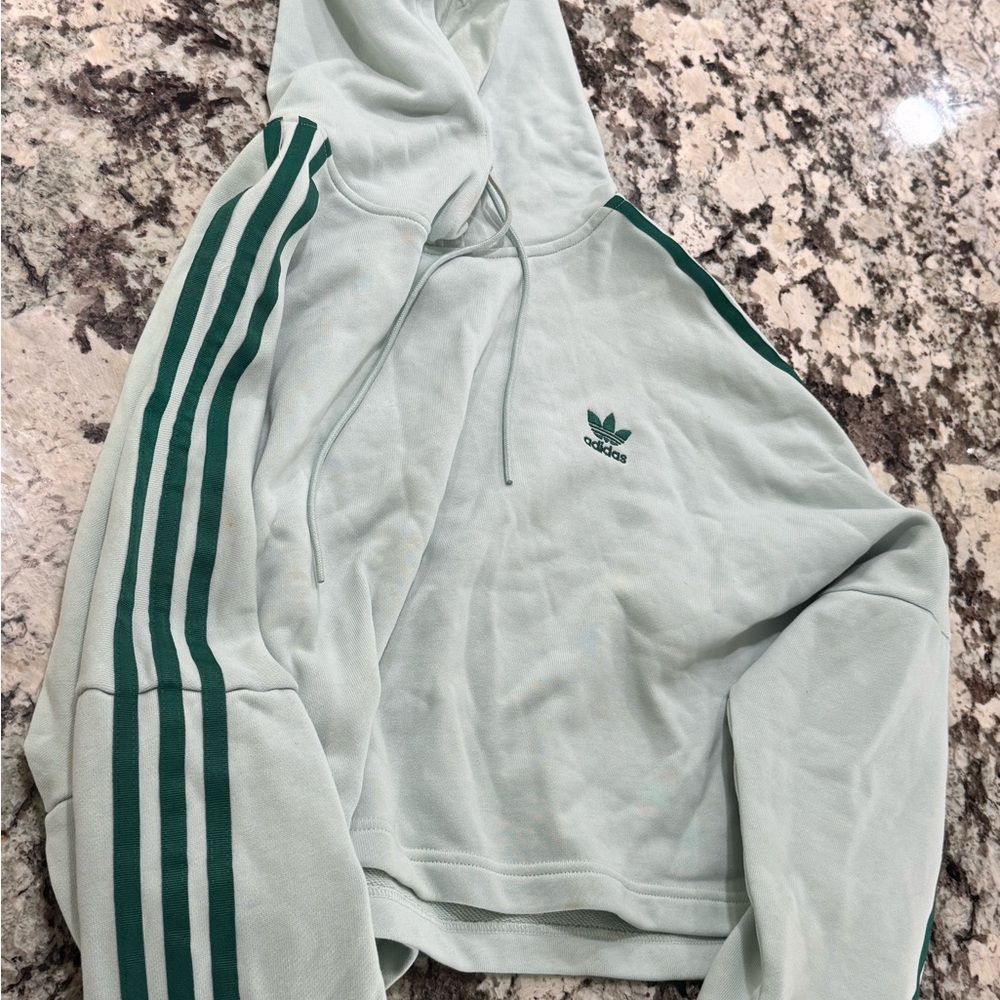 Adidas Mint Hoodie with Green Stripes